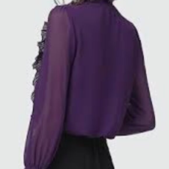 Bebe Vibrant Purple Ruffle Top Small - Picture 11 of 11